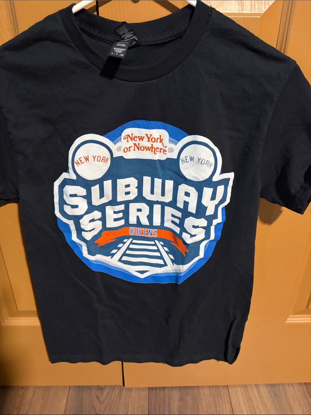 Gildan Black Kids Subway Series Tee with Blue & Orange Graphic